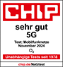 Chip Testsiegel Mobilfunknetze November 2024: Note &quot;Sehr gut&quot; für das 5G Netz von o2